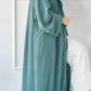 Muslim Women Abaya with Scarf 2 Piece Set Long Cardigan Eid Abayas Casual Long Robe Kaftan Party Ramadan Modest Caftan 2024