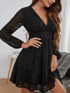 Long Sleeve V-Neck High Waist Dress