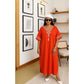 Middle Eastern Printed Abaya Women V-Neck Arab Ethnic Kaftan Muslim Maxi Dress Dubai Style Long Robe Islamic Traditional Gown