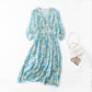 Elegant Waist Cinching Floral Silk Dress