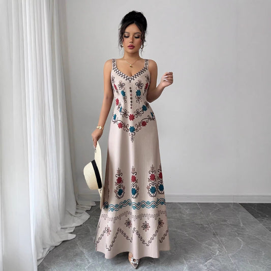 Women's Retro Sweet High Slit Maxi Dress