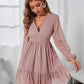 Long Sleeve V-Neck High Waist Dress