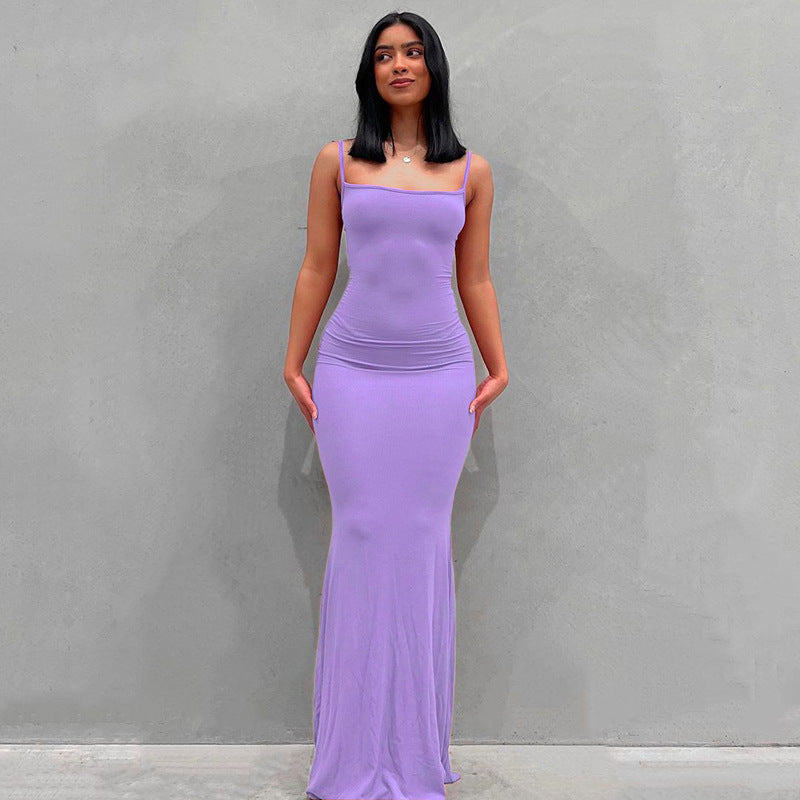 Women Sling Dress Casual Long Skirt