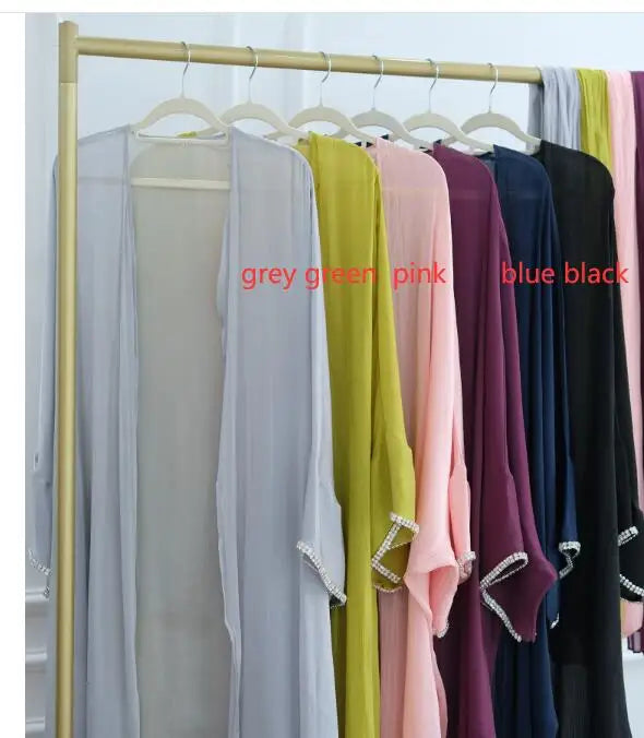 Eid Muslim Abaya Scarf Dress 1 Piece Cardigan Abaya Women Ramadan Beading Sleeve Dubai Jalabiya Kaftan Vestidos Arab Robe 2026