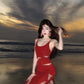Original Knitted Hollow-Out Backless Tie-Up Dress