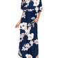 Printed Off-shoulder Short-sleeve Maxi Dress