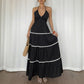 Womens Sleeveless V-Neck Halter Maxi Dress