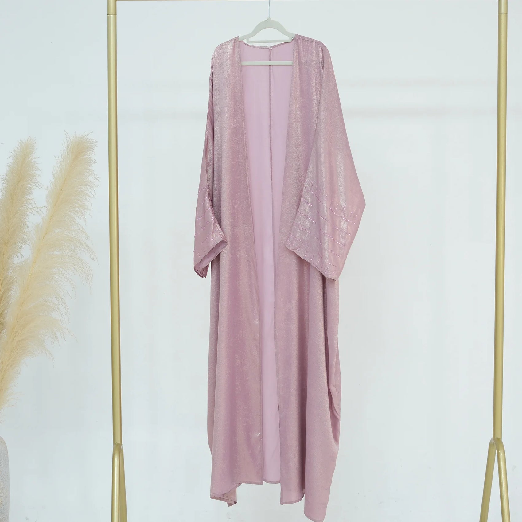 Fashion Shiny Abayas for Women Muslim Kimono Open Cardigan Dubai Kaftan Turkey Robe Arab Kebaya Islam Clothing Ramadan Eid Dress
