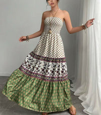 Womens Vacation Strapless Maxi Dress