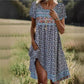 Women's Round Neck Short Sleeve Maxi Dress Bohemian Print Dress