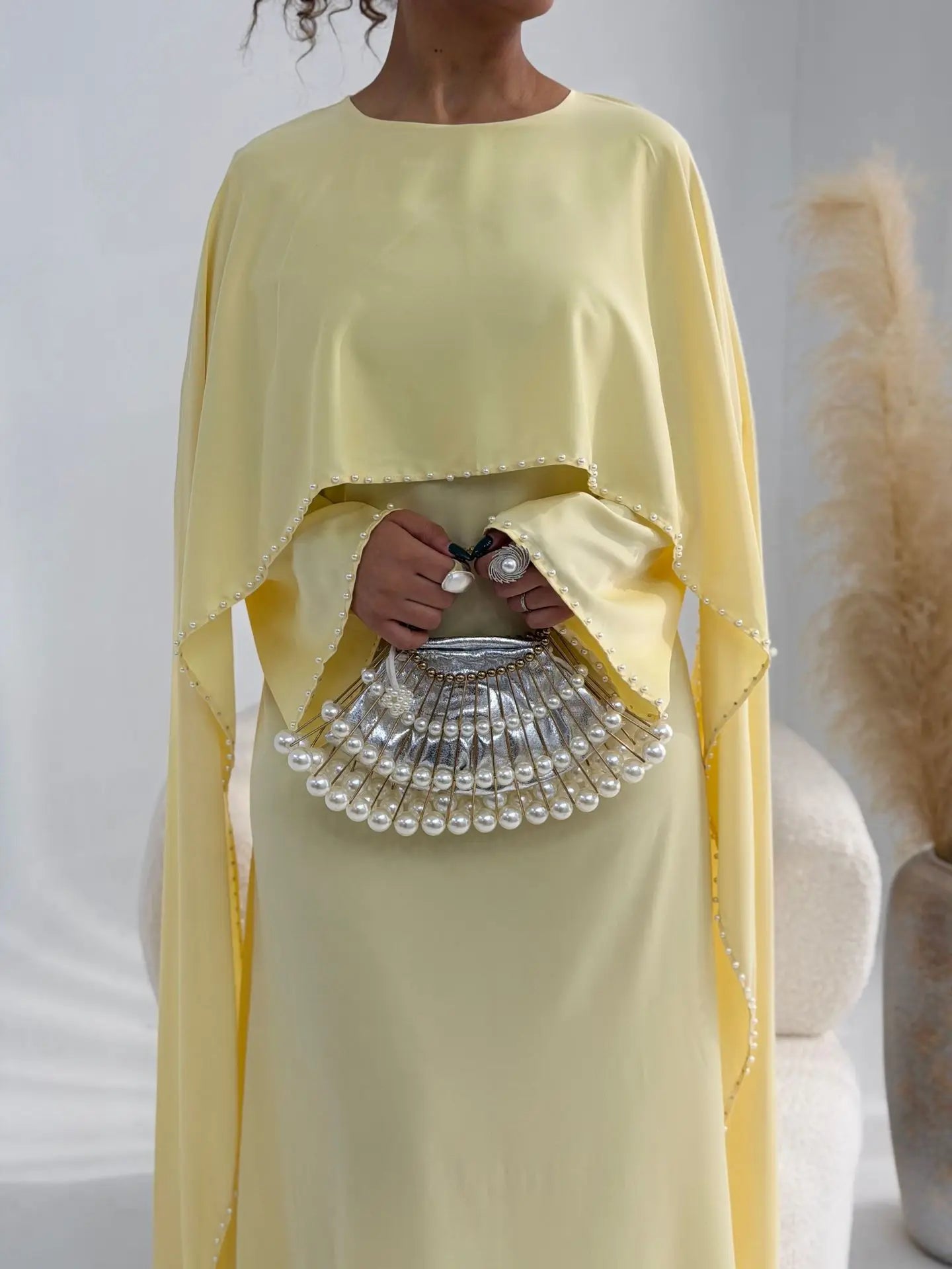 Muslim Dresses Women's Traditional Dresses And Abayas Eid Dubai Evening Dress Pearl Beaded Luxurious Robe Islamic Clothing