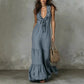 Sleeveless Cotton-Linen V-Neck Maxi Dress