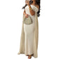 Womens Solid-Color Casual Bodycon Maxi Dress
