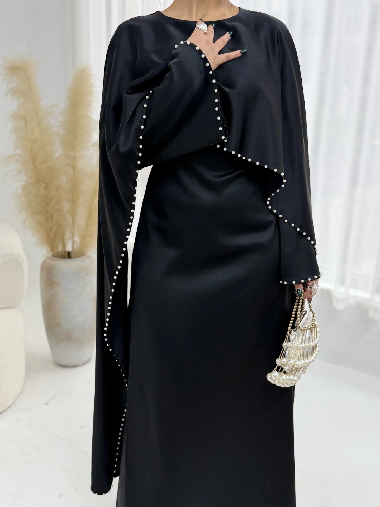 Muslim Dresses Women's Traditional Dresses And Abayas Eid Dubai Evening Dress Pearl Beaded Luxurious Robe Islamic Clothing