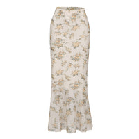 Printed Sexy Tight Double-layer Mermaid Maxi Dress