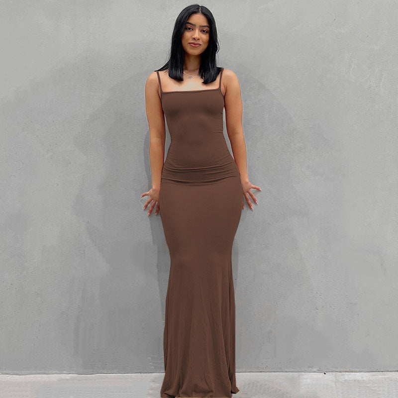 Women Sling Dress Casual Long Skirt