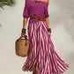 Off-shoulder Top And Slit Skirt Womens Set