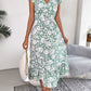 Women Casual Ruffle Trim Floral Print Tie Waist Maxi Vacation Dress