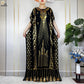 New ALFO  Muslim Summer Short Sleeve Robe Gold Stamping Boubou Maxi Women Femme Loose Dress With Big Scarf African Abaya Clothes
