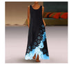 Sleeveless Print Round Neck Maxi Beach Dress