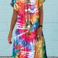 Printed Short sleeve V-neck Maxi Dress