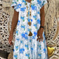 Printed Short sleeve V-neck Maxi Dress