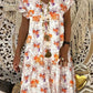 Printed Short sleeve V-neck Maxi Dress