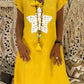 Printed Short sleeve V-neck Maxi Dress