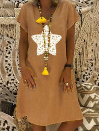 Printed Short sleeve V-neck Maxi Dress