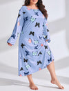Women's Long Sleeve Printed Drop Shoulder Maxi Dress