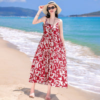 Beach Vacation French Style Floral Maxi Dress