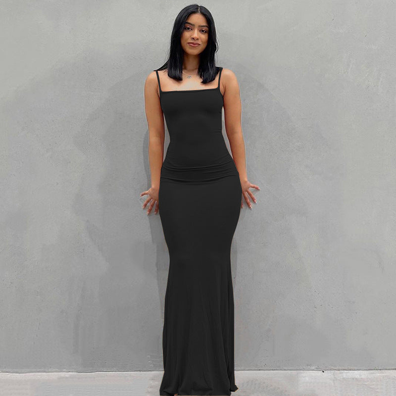 Women Sling Dress Casual Long Skirt