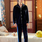 Couple Gold Velvet Long Sleeve Pajamas