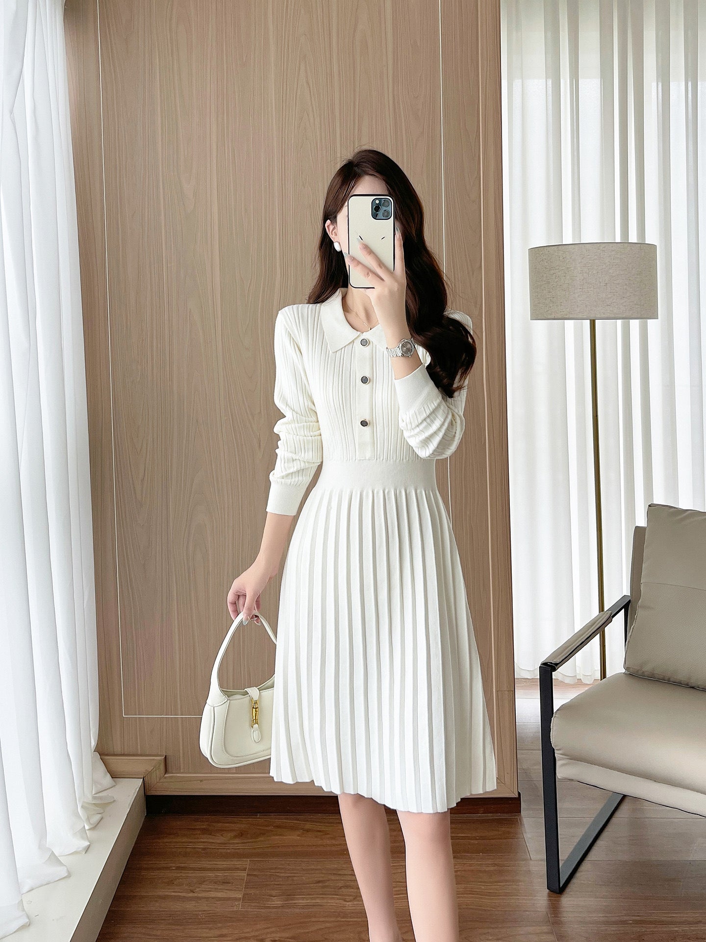 French Style Knitted A-Line Dress