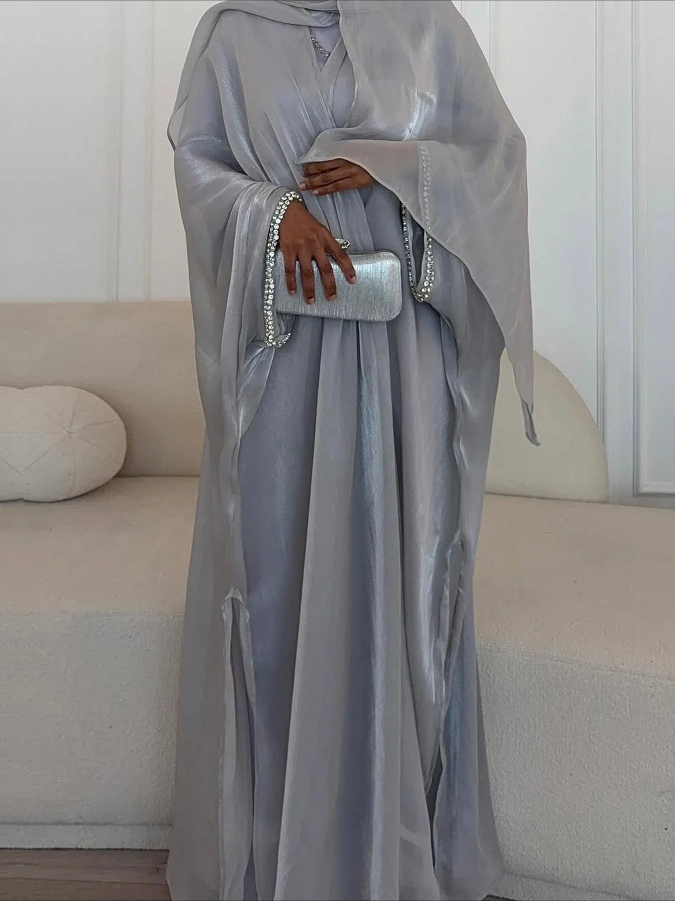 Eid Muslim Abaya Scarf Dress 1 Piece Cardigan Abaya Women Ramadan Beading Sleeve Dubai Jalabiya Kaftan Vestidos Arab Robe 2026