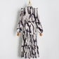 Women Maxi Dress Female Long Sleeve Printed Robe Lady