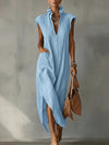 Womens Summer Sleeveless V-Neck Dress