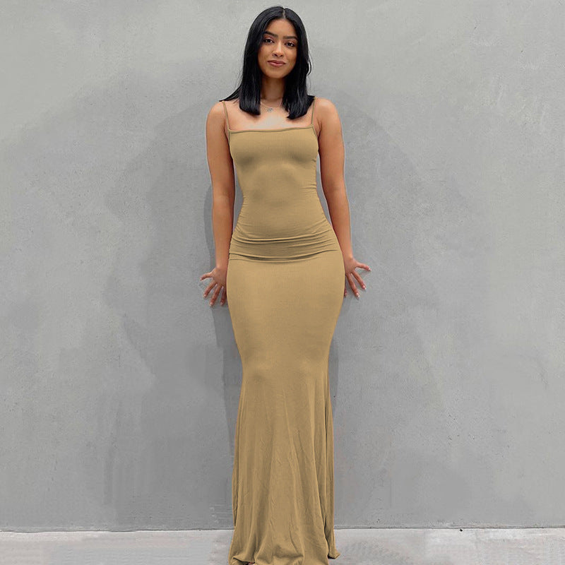 Women Sling Dress Casual Long Skirt