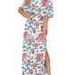 Printed Off-shoulder Short-sleeve Maxi Dress