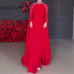 Modest Arabic Dubai Long Sleeves Evening Dress In Stock Silver Deatils A Line Formal Events Wear Classic High Neck Prom Gown