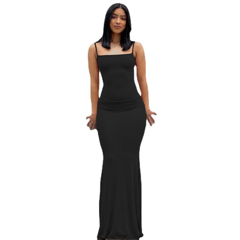 Women Sling Dress Casual Long Skirt
