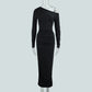 Women's OffshoulderLong-sleeve Figurehugging Pleated Maxi Dress