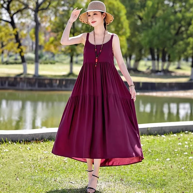 Beach Vacation French Style Floral Maxi Dress