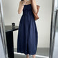 Suspender Dress Pleated Waist Slimming Maxi Skirt