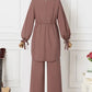 Fashion Women Long Sleeve Blouse Pant Suits 2024 ZANZEA 2PCS Autumn Muslim Sets Fashion Abaya Hijab Tracksuits IsIamic Clothing