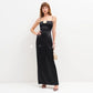 Floral Print Split Slit Silk Sleeveless Maxi Dress With Waist Tie For Women
