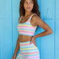 Retro Striped Rainbow Vest and Capri Pants Set