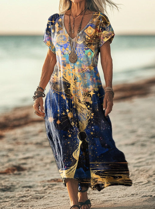Flared Maxi Skirt Plus-size Fashionable Casual Long Dress