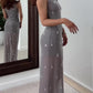 Mesh Beaded Maxi Dress
