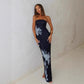 Body-hugging, Sexy Off-shoulder Printed Maxi Dress